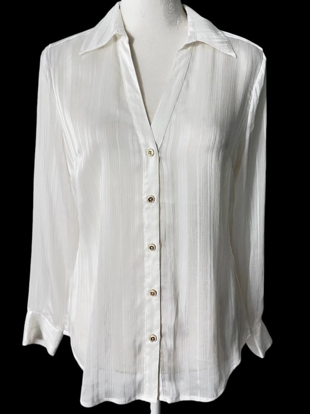 NWOT Cache Semi-Sheer Ivory Textured Button-Down Blouse